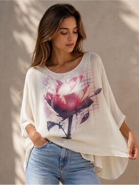 Italian Silk Overlay Blouse | Made in Italy | Luxe Layered Draped Top |